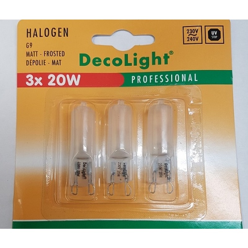 Beschuldiging alleen openbaar Halogeen G9 lamp 20 watt mat dimbaar 240V, blister van 3 stuks