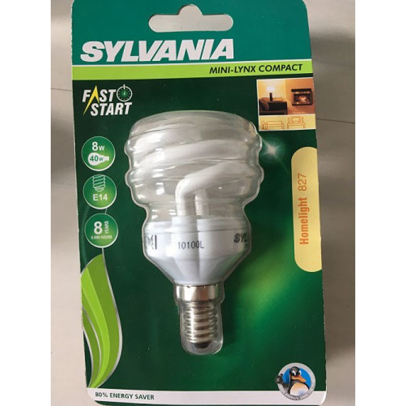 Sylvania MINI-LYNX Compact Spaarlamp 8W, E14, 405 lumen, Energielabel A