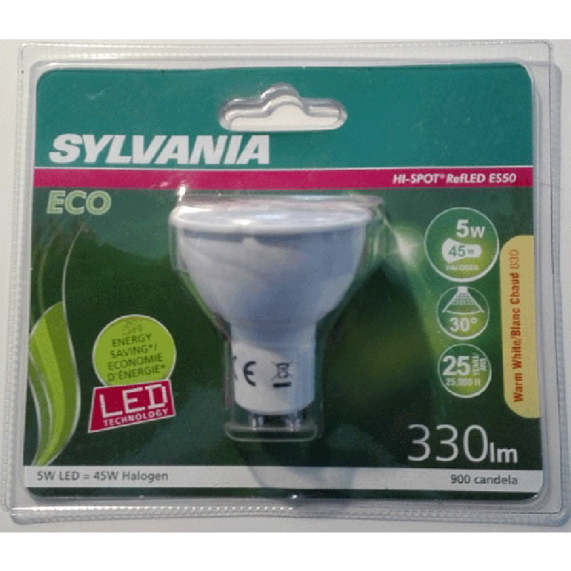 Sylvania Ledspot GU10 5W=45W 330 lumen